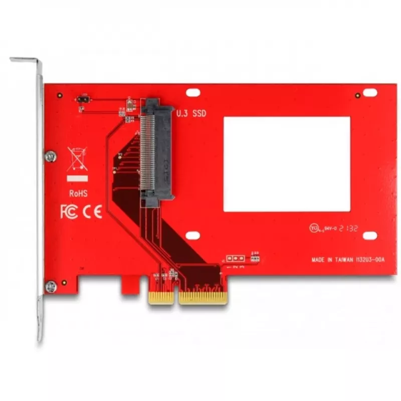 Tarjeta DeLOCK PCI Express x4 a 1 U.3 interno rojo plata