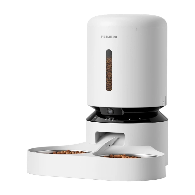Comedero Petlibro Granary con cámara y doble cuenco, 5L (blanco)