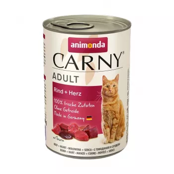 Comida húmeda para gatos animonda Carny Ternera en lata 400 g, sin cereales, sin azúcar, sin gluten