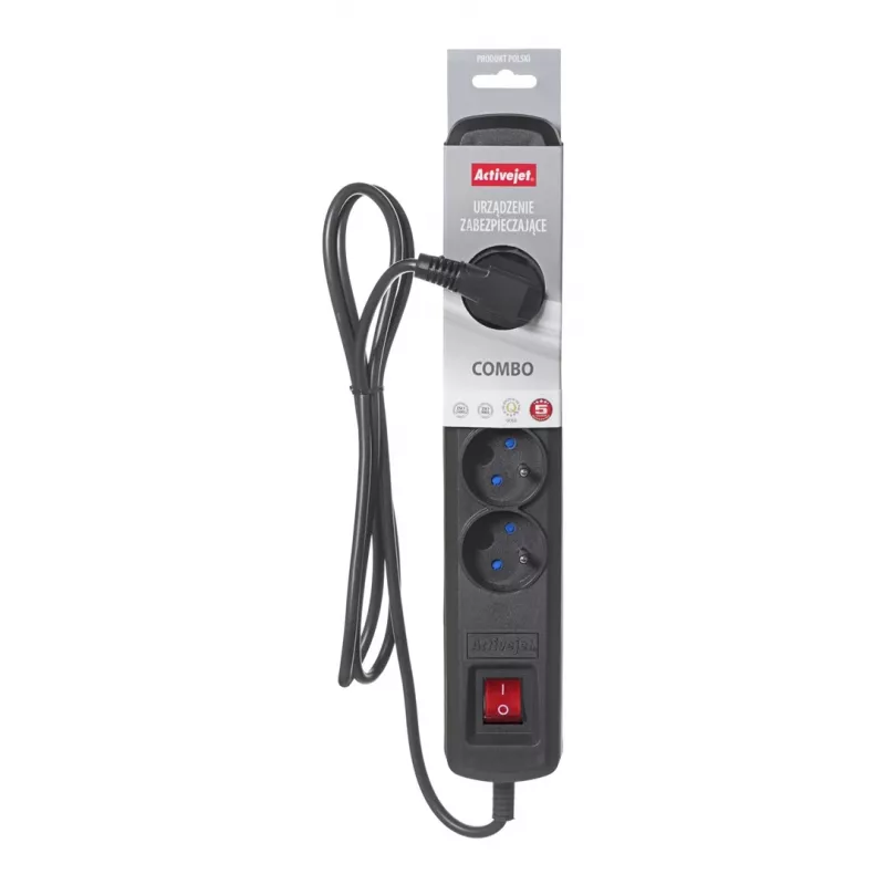 Regleta con cable Activejet negra ACJ COMBO 5G/5M/BEZP. AUTO/CZ