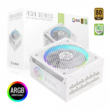 Gamemax fuente de alimentación, 80 PLUS, Gold | RGB 1050G WH | 1050 W