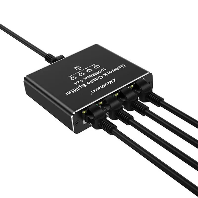 Mini switch Ethernet QOLTEC 52293 1x4 RJ45, splitter de red no gestionado 1 entrada 4 salidas