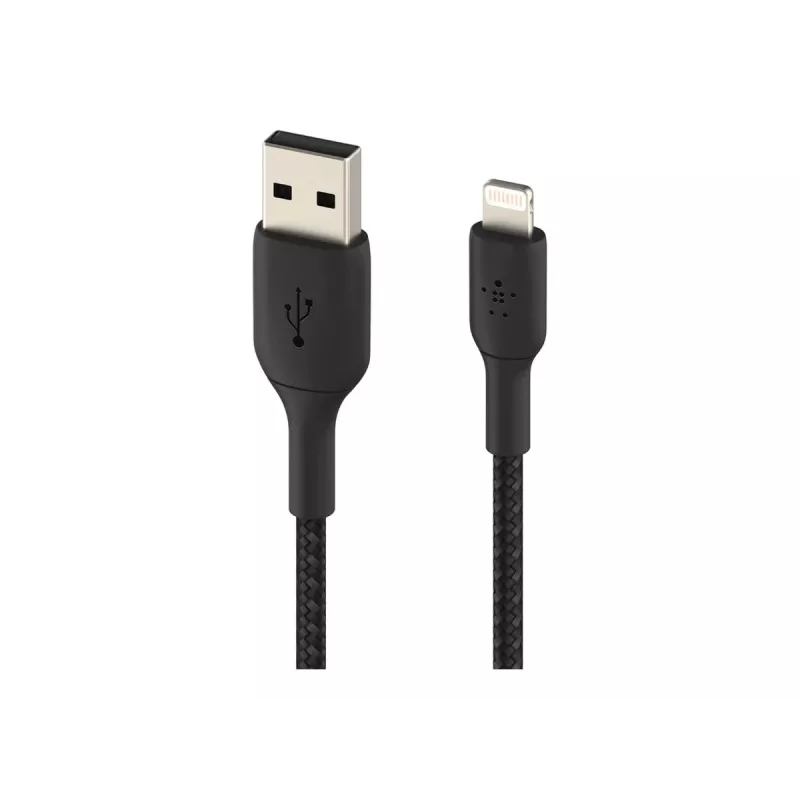 Cable trenzado USB-Lightning 15 cm negro