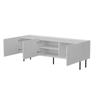 Mueble TV Cama LUCCA 3D 165×40×59 cm, blanco, parte superior de aglomerado