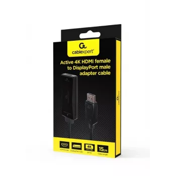 Adaptador de cable de vídeo GEMBIRD A-HDMIF30-DPM-01 HDMI Tipo A a DisplayPort 0,15 m negro