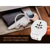 Adaptador de viaje de pared GEMBIRD TPA-1A2C20-02-W 20W — 1xUSB-A + 2xUSB-C, enchufe tipo G, 100–250 V, blanco