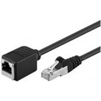 Goobay cable alargador CAT 5e F/UTP, negro, 0,5 m - material de cobre, conector macho RJ45 (8P8C) conector hembra RJ45 (8P8C) (73386)