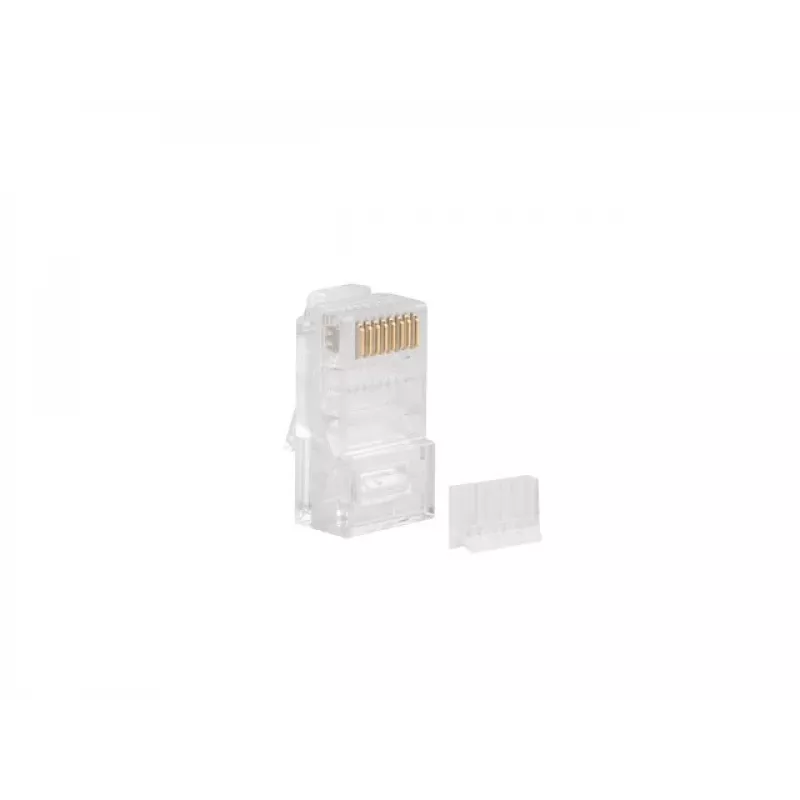 Conector macho RJ-45 LANBERG PLU-6000 para cable Cat6 U/UTP, transparente/blanco, pack de 100