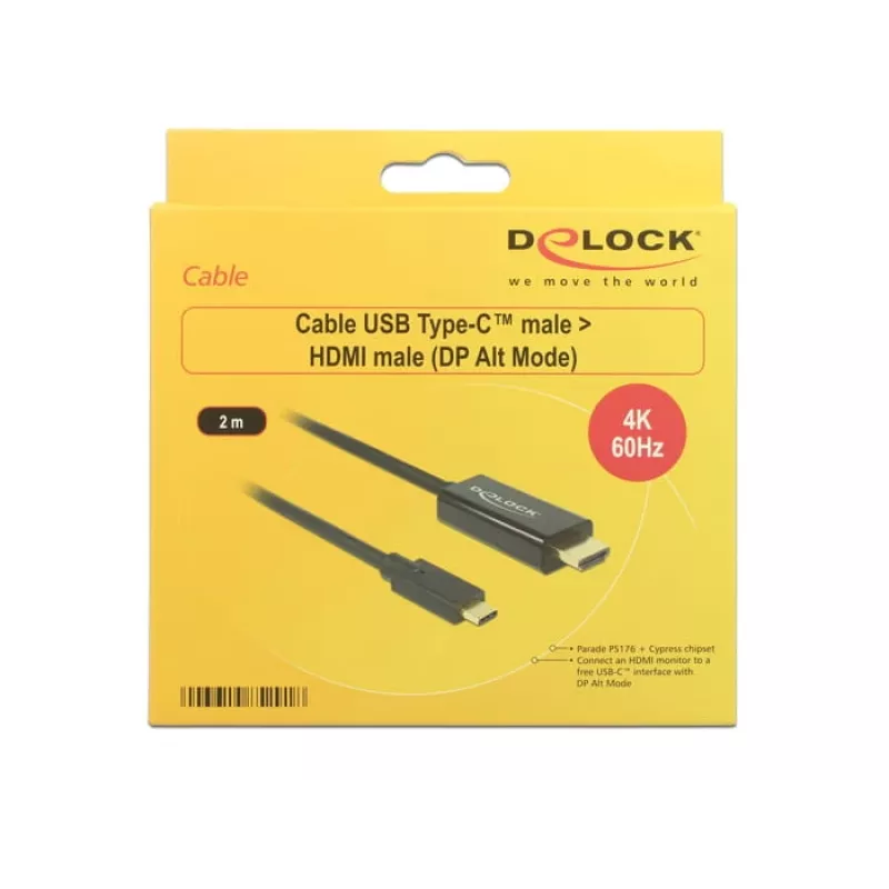 Adaptador de cable de vídeo DeLOCK 85291 USB Type-C HDMI 2 m negro