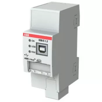 Adaptador de interfaz ABB USB/S1.2 con salida serie y USB 2.0, entrada 21–30 V, 36×64,5×90 mm, gris