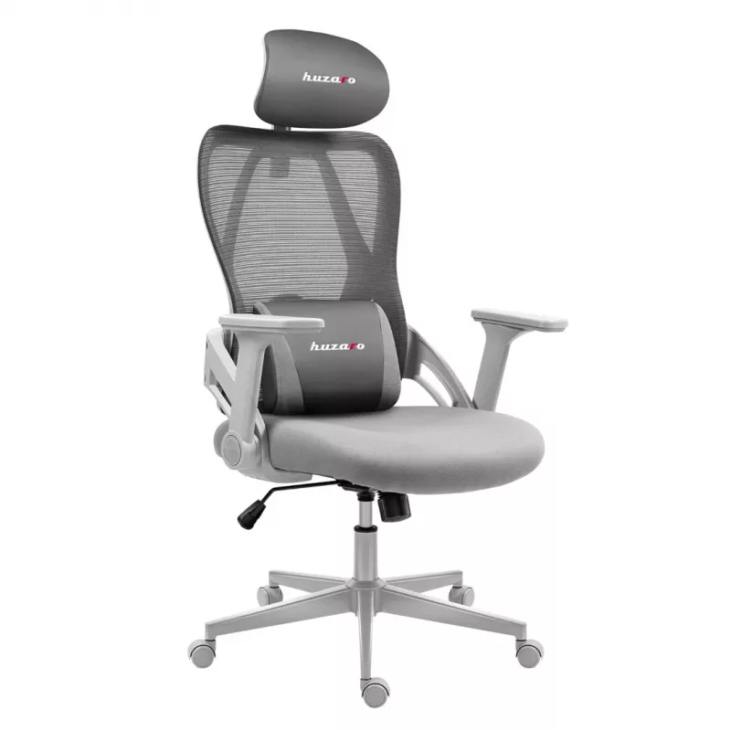 Silla gaming huzaro Combat 2.7 — silla gaming ergonómica de tela, gris, respaldo de malla, altura ajustable, mecanismo reclinable, 120 kg máx.