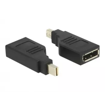 Adaptador Delock Mini DisplayPort 1.2 conector macho > DisplayPort conector hembra 4K 90° en ángulo - Adaptador DisplayPort - Mini DisplayPort (M) en ángulo a DisplayPort (H) en ángulo - Negro (65626)
