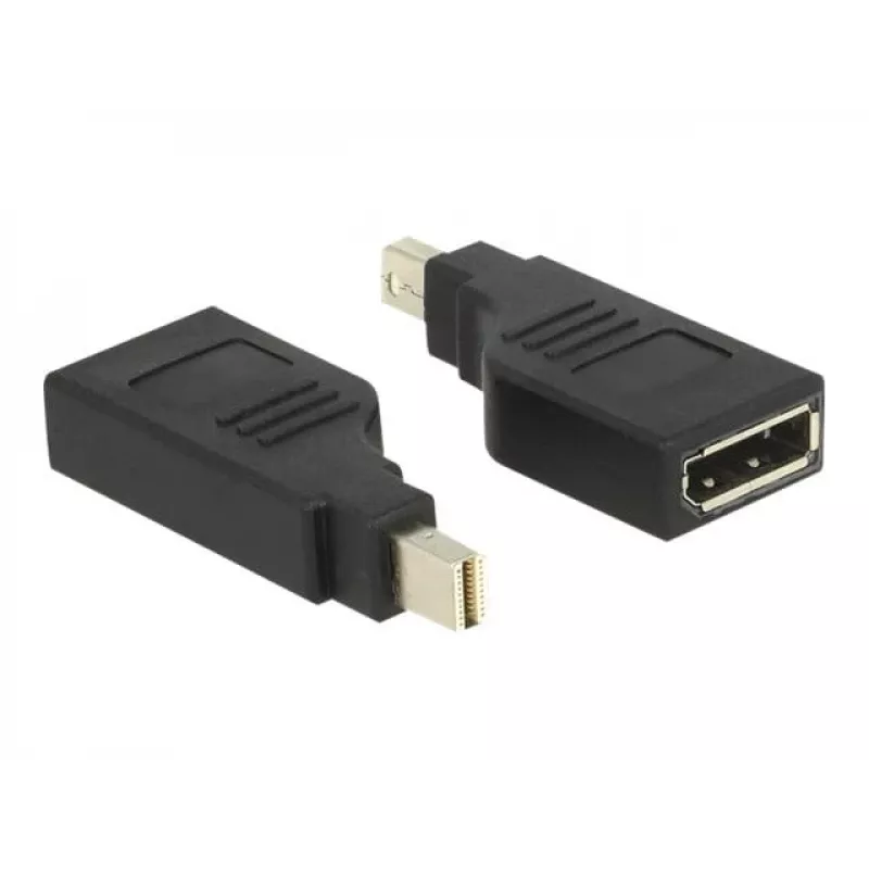 Adaptador Delock Mini DisplayPort 1.2 conector macho > DisplayPort conector hembra 4K 90° en ángulo - Adaptador DisplayPort - Mini DisplayPort (M) en ángulo a DisplayPort (H) en ángulo - Negro (65626)