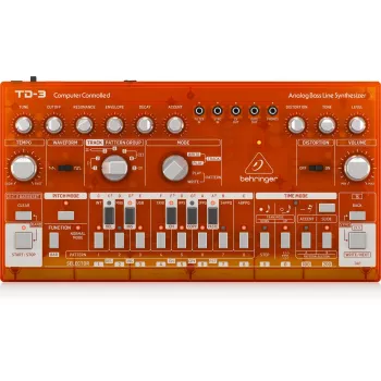Behringer TD-3-TG sintetizador analógico de líneas de bajo, naranja transparente