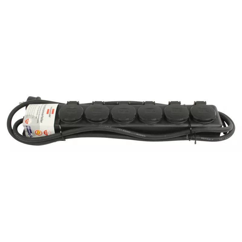 Regleta de enchufes IP44 6 tomas negro 2 m H07RN-F 3G1,5 (1159970)
