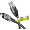 Cable Ethernet USB-C 3.2 Gen2 conector macho > conector macho RJ-45, adaptador LAN negro/plata, 2 metros, funda textil trenzada