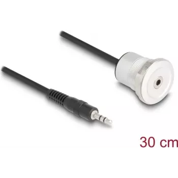 Cable de audio DeLOCK 88188 0,3 m conector macho a conector hembra 3,5 mm Negro Plata