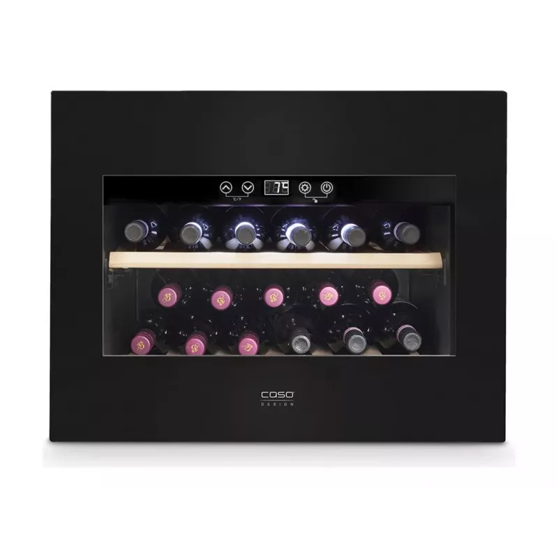 Vinoteca integrable Caso WineDeluxe E 18 — 18 botellas, altura 46 cm, negra, clase energética G