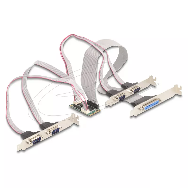 Adaptador de interfaz Mini-PCIe interno DELOCK 95279 — Host serie, salida Mini-PCIe, soporte RS-232, 460,8 Kbit/s, FIFO 256 B, 30×51×10 mm