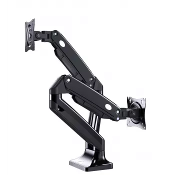 Soporte para monitor GEMBIRD MA-DA2-03 para pantallas de hasta 35 pulgadas, pinza de mesa, VESA 75x75–100x100, 20 kg, negro, Doble pantalla
