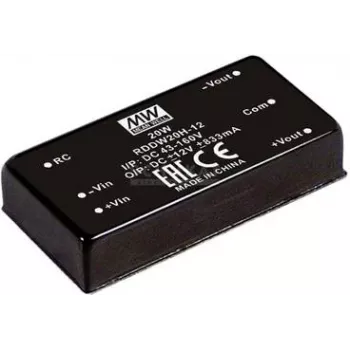 Fuente de alimentación/convertidor de tensión MEAN WELL RDDW20H-12, 20 W, entrada 43–160 V, salida 12 V, RoHS