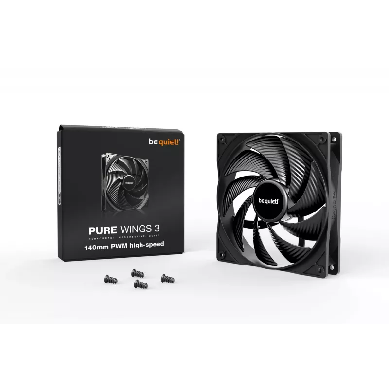 be quiet Pure Wings 3 140mm PWM Ventilador de carcasa de alta velocidad para ordenador 14 cm Negro 1 ud.