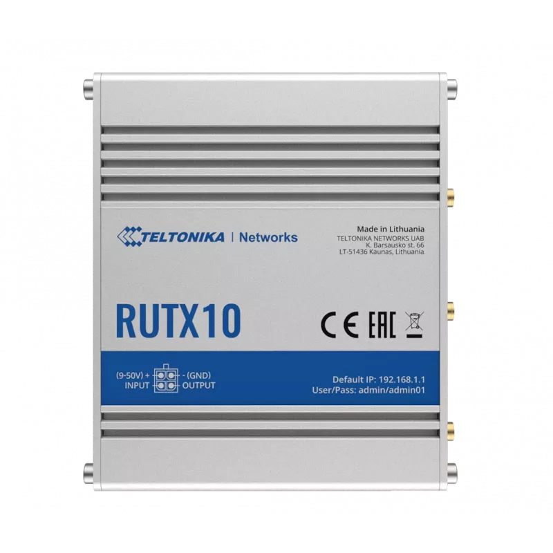Teltonika RUTX10 Router inalámbrico Gigabit Ethernet Dual-Band (2,4 GHz / 5 GHz) blanco