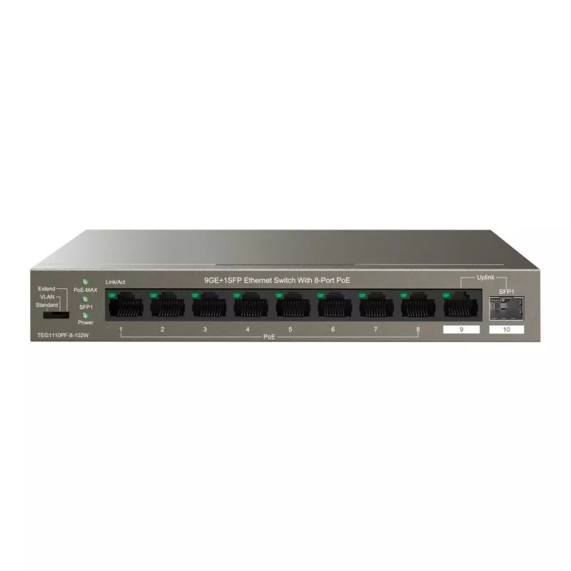 Switch no gestionado Tenda TEG1110PF-8-120W Gigabit Ethernet PoE 9 puertos