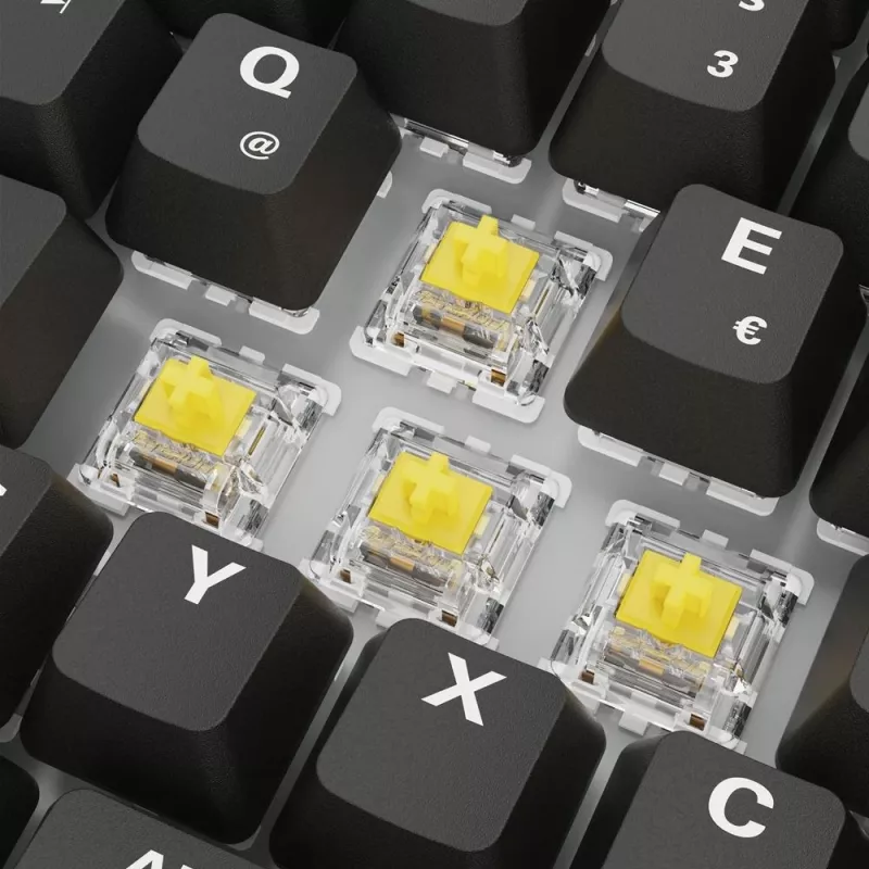 Teclado gaming mecánico Sharkoon Skiller SGK50S3 PBT negro amarillo RGB