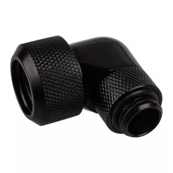 Alphacool Eiszapfen 16mm racor roscado para tubo rígido 90° giratorio G1/4 – racor acodado para sistema de refrigeración líquida – negro profundo