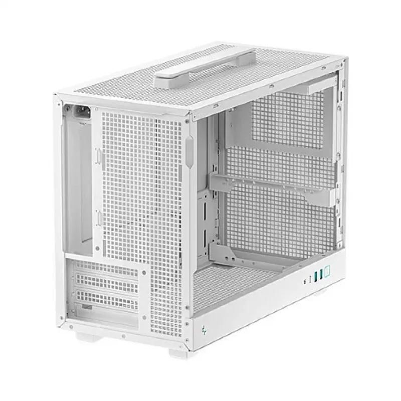 Caja de ordenador DeepCool CH160 PLUS WH Small Form Factor blanca, microATX, cristal templado, USB-C