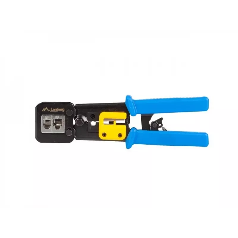Lanberg NT-0204 crimpadora para conectores pasantes RJ45, RJ12, RJ11, negra/azul