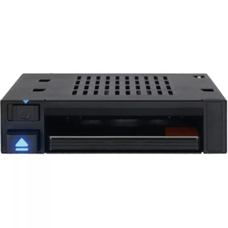 ICY DOCK - MB521SP-B - Dock para HDD/SSD SAS/SATA de 2.5 de una bahía en marco de montaje frontal de 3,5 con intercambio en caliente, interruptor de encendido/apagado y botón de expulsión