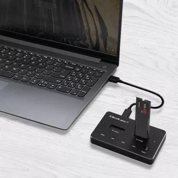 Qoltec 52274 Base de acoplamiento para SSD M.2 | NVMe | SATA | USB-C | DUAL 2 x 2TB