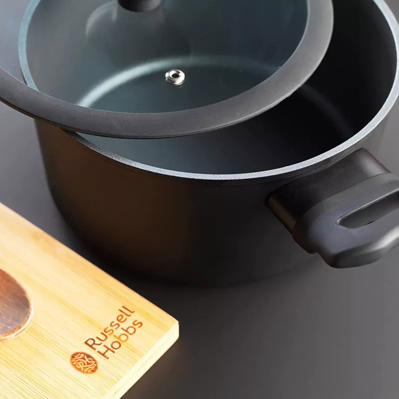 Olla para carne Russell Hobbs RH01863EU7 20 cm Crystaltech batería de cocina acero inoxidable tapa de vidrio