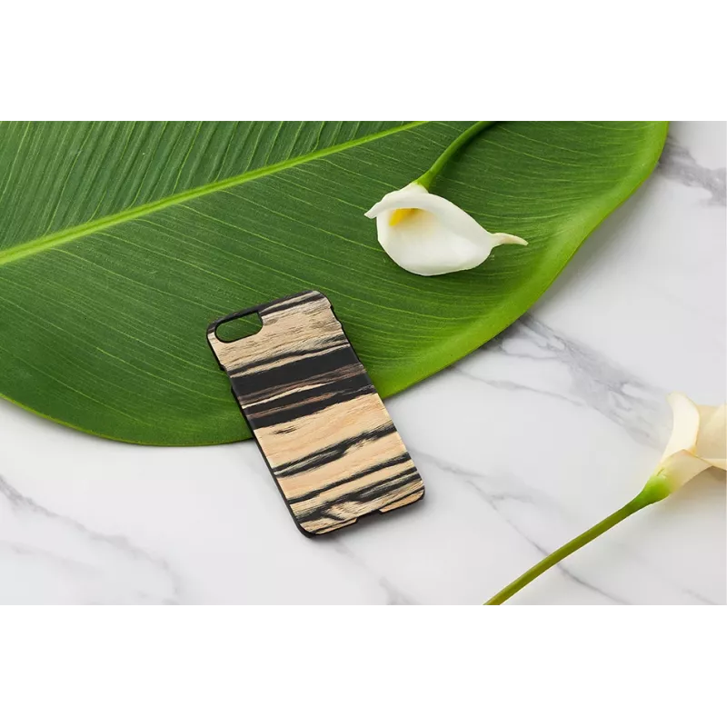 Funda para móvil Man and Wood para iPhone 7/8 – blanco con detalle de ébano negro