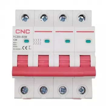Interruptor automático CNC, 4P, 25A, clase C, 6kA