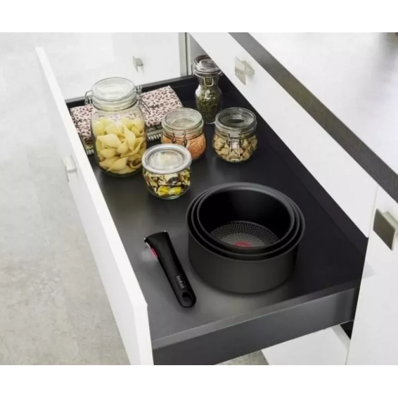 Set de ollas TEFAL, 4 piezas | L7649453 Ingenio Ultimate | 16/18/20 cm | Aluminio | Negro