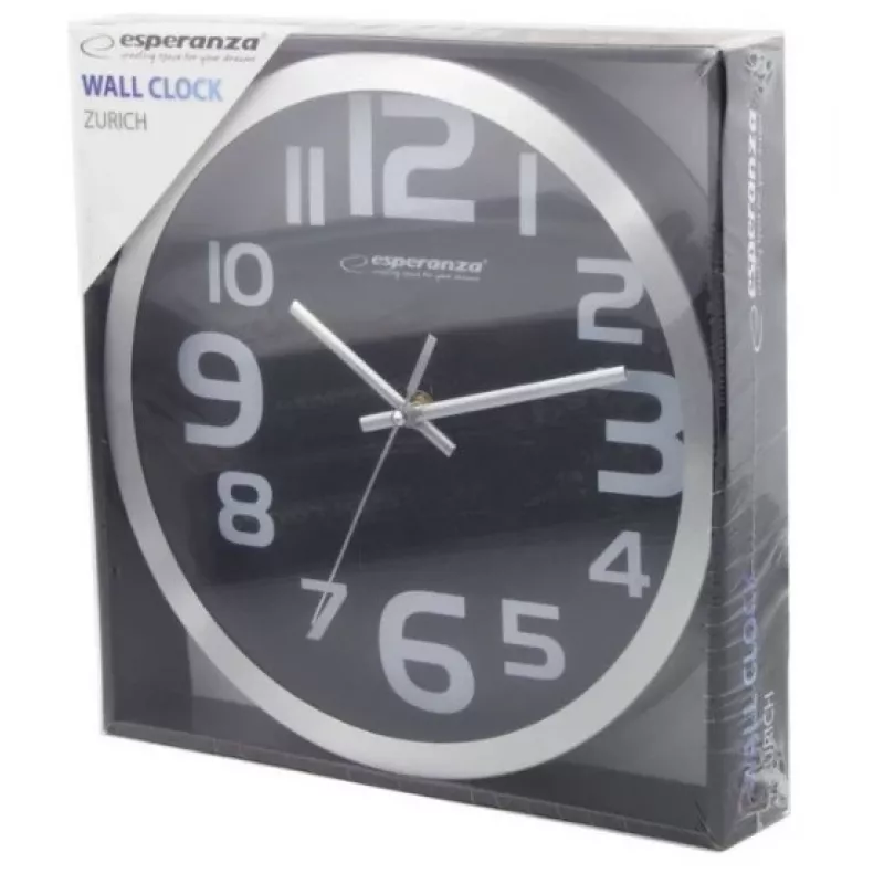 Reloj de pared de cuarzo Esperanza Zurich EHC013K, ovalado, negro/blanco