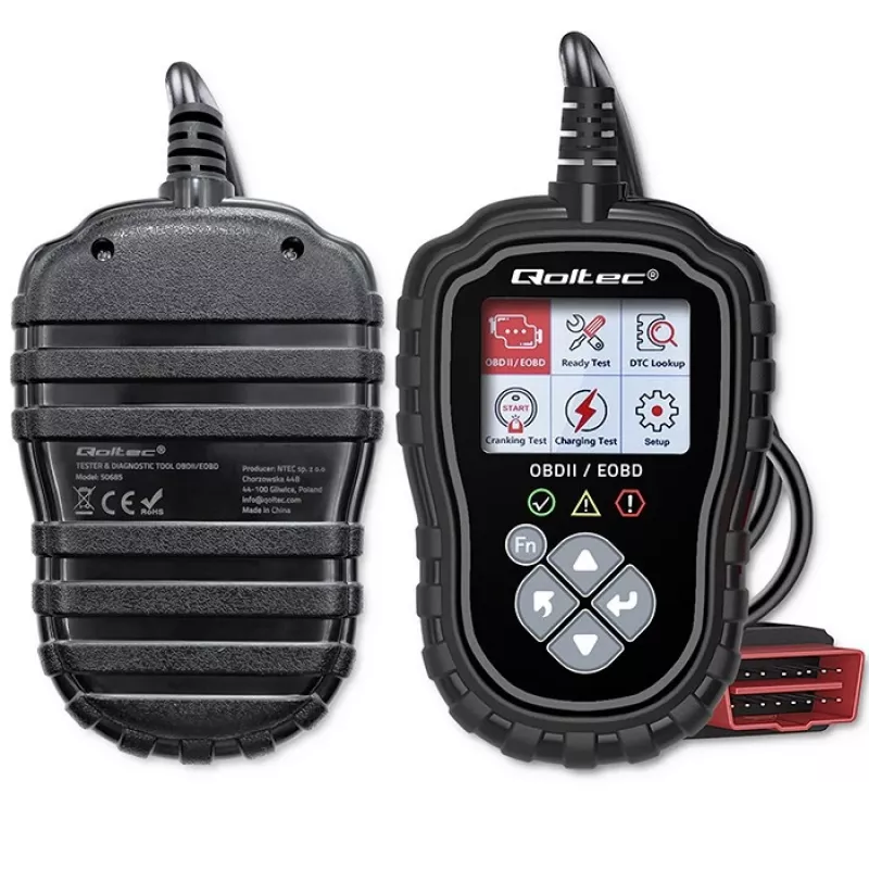 Probador de diagnóstico OBDII QOLTEC ProLine 50685 — escáner OBD-II para vehículos para sistemas de 8V/25V