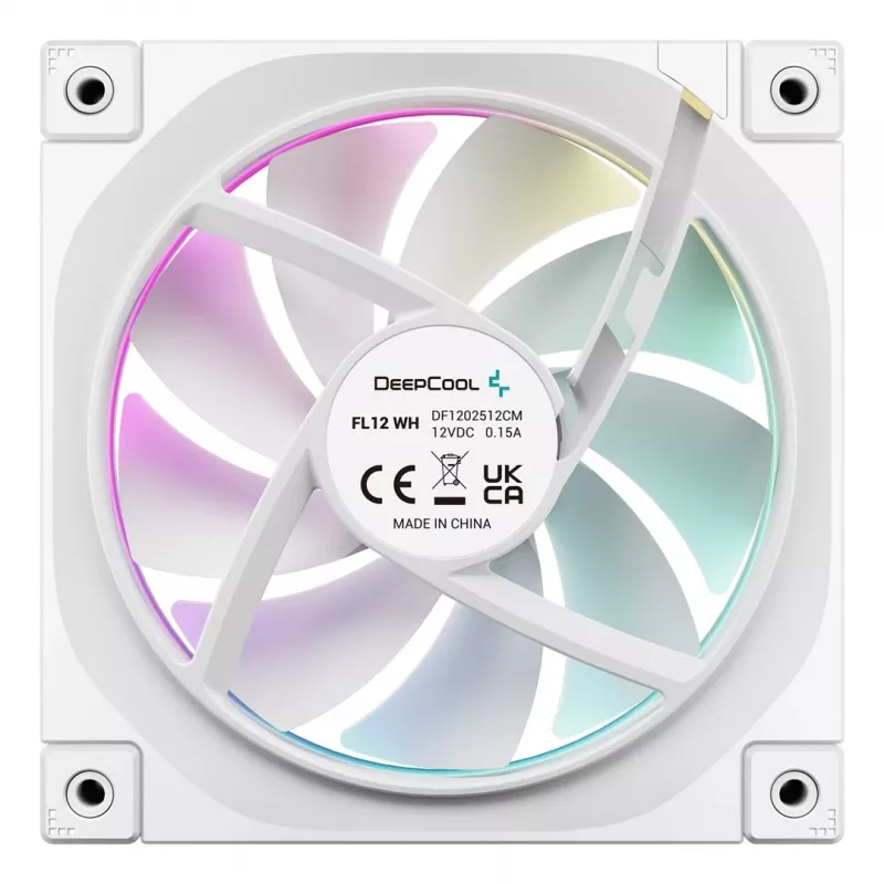 DeepCool FL12 WH ventilador de caja, 120 mm, 500–2150 rpm, 32 dB, 12 V, blanco