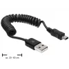 DeLOCK 83164 Cable en espiral USB 2.0, USB-A a Mini-USB B, 0,6 m, negro