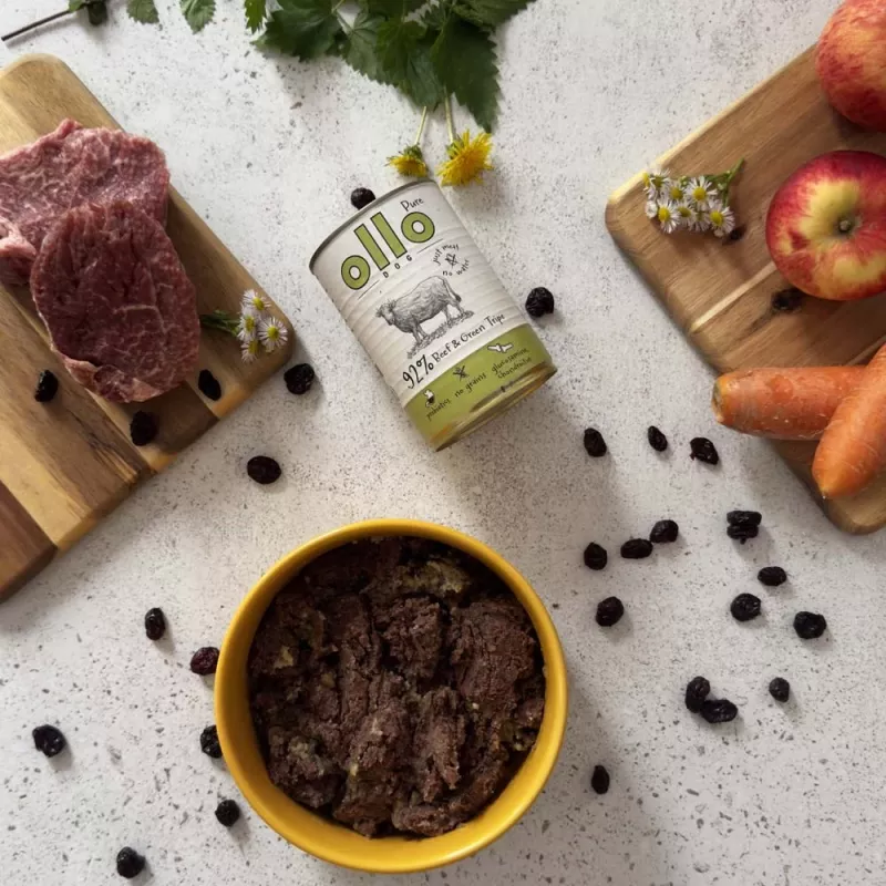 OLLO Pure Beef and Green Tripe comida húmeda para perros, 400 g