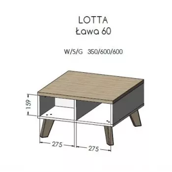 Mesa de centro Cama LOTTA 60 roble wotan/negro mate