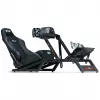 Asiento de carreras tipo baquet con respaldo ajustable Next Level Racing ERS3 Elite Premium — cuero sintético negro, respaldo reclinable, compatible con montaje en cockpit y suelo