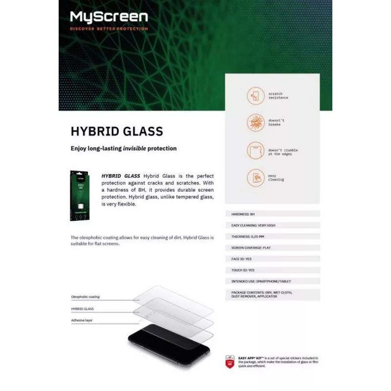 Protector de pantalla de cristal híbrido templado MyScreen para Samsung Galaxy A35 M8101HG dureza 9H