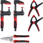 Set de abrazaderas Bessey DIY-SET1-A 5 piezas con 4 abrazaderas y tijera para chapa