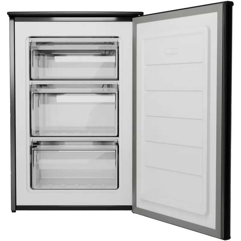 Bomann GS 7253 congelador, 87 l, clase energética C, clase climática SN-T, puerta reversible, aspecto de acero inoxidable oscuro, negro