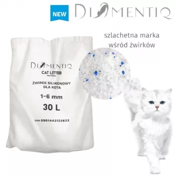 Arena para gatos DIAMENTIQ Neutral granulado de sílice aglomerante 30 L — sin perfume, 1–6 mm