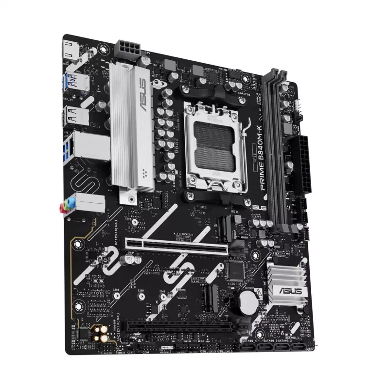 Placa base ASUS PRIME B840M-K — AMD B840, socket AM5, micro ATX, DDR5, 2 DIMM, 128 GB, 2.5 GbE, M.2, SATA III